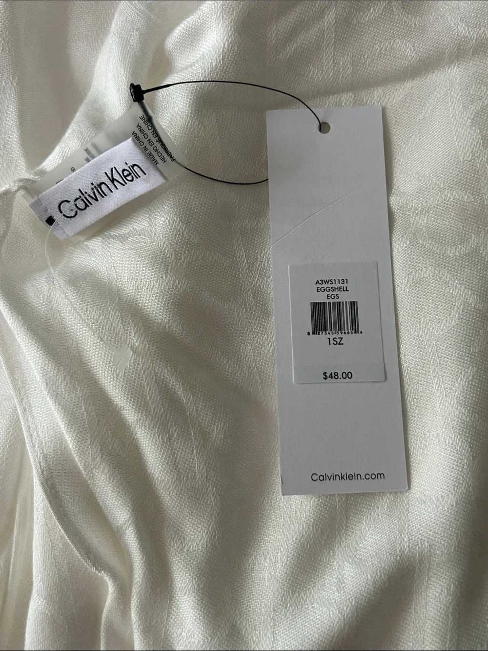 Calvin Klein Cream Textured Shawl Drapery Accent